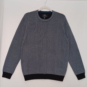 Men's Michael Strahan Black and White Small Checkered Wool Blend Sweater